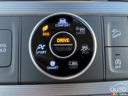 Hyundai Palisade 2023, bouton pour les modes de conduite